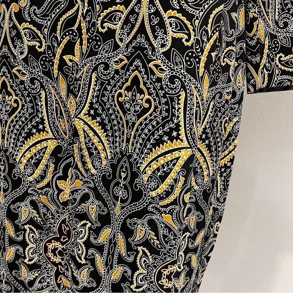 Tahari Black and Gold Mini Sheath Dress with 3/4 Sleeves - Picture 4 of 15